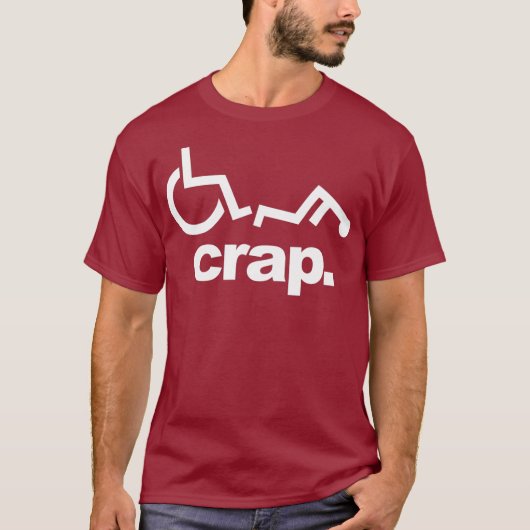 T-shirt Handicap Wheelchair Funny Wheelchair Fall (Devant)
