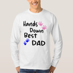 T-shirt Hands Down Best Papa Enfants Artisanat Main Imprim