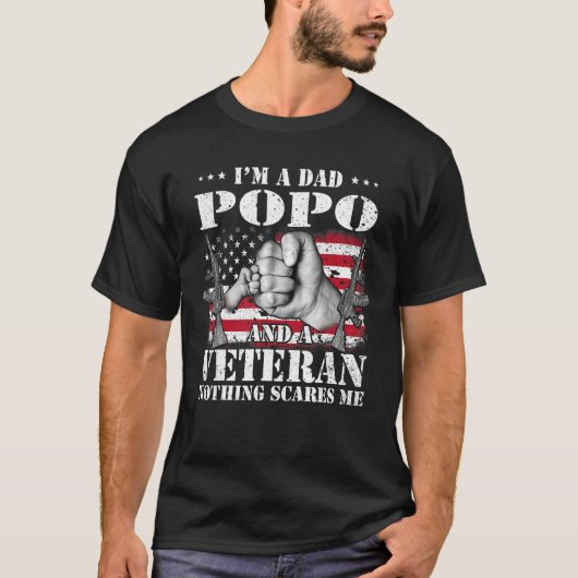 T-shirt Hands Flag I m A Dad Popo And A Veteran Nothing Sc (Devant)
