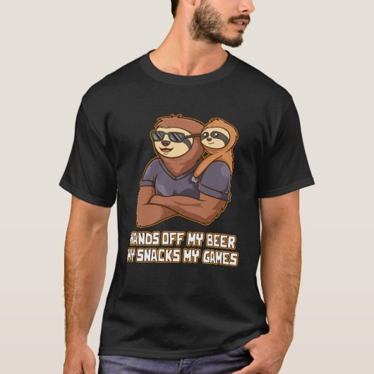 T-shirt Hands Off My Beer Snacks and Games Fathers Day Gam (Devant)