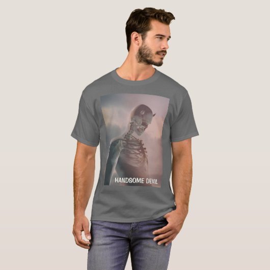 T-shirt Handsome Devil. Skeleton with horns (Devant entier)