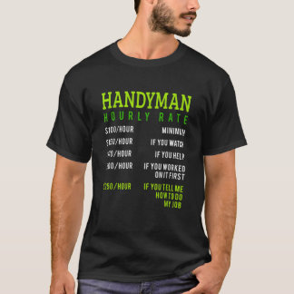 T-shirt Handyman Horaire Taux Graphique De Prix Design Pou