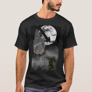 T-shirt Hanging Bat Graveyard Zombie Horror Moon