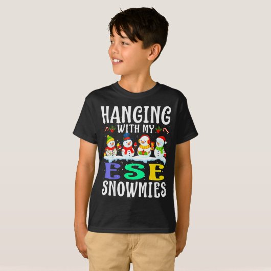T-shirt Hanging With My Ese Snowmies Teacher Christmas Gif (Devant entier)