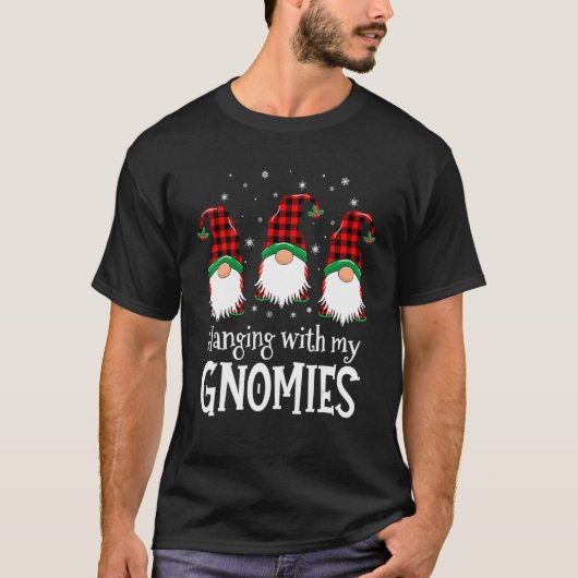 T-shirt Hanging With My Gnomies Buffalo Plaid Christmas Pa (Devant)