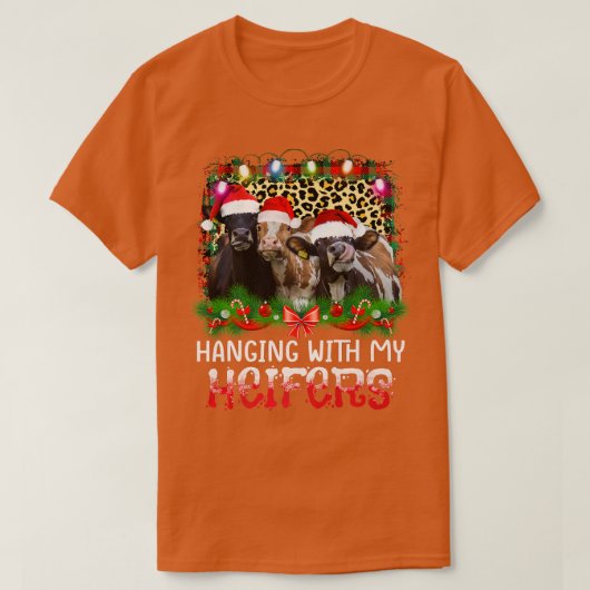 T-shirt Hanging with My Heifers Christmas Funny Santa Hat  (Design devant)