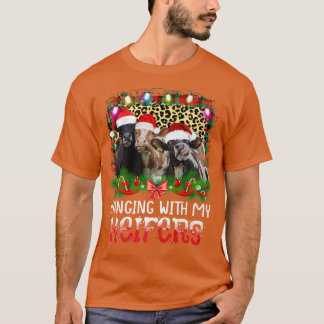 T-shirt Hanging with My Heifers Christmas Funny Santa Hat 