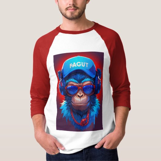 T-shirt Hangout avec singe et casque Cool, Goggle (Devant)