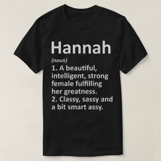 T-shirt HANNAH Définition Nom personnalisé Funny Christma (Design devant)