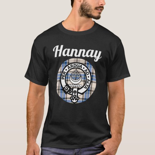 T-shirt Hannay Clan Nom Écossais Armoiries Tartan (Devant)