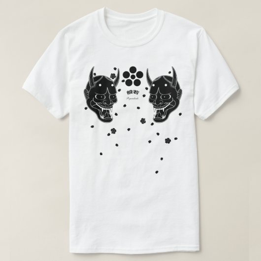 T-shirt Hannya noir et fleurs de cerisier (Design devant)