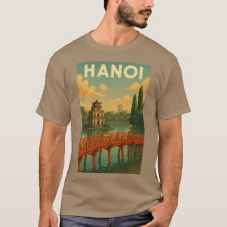 T-shirt Hanoi Hoan Kiem Lake and Red Bridge Vietnam vintag