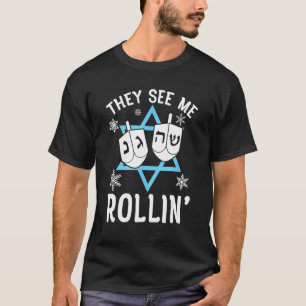 T-shirt Hanoukka Chanukah Ils Me Voient Rollin' Port Islan