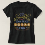 T-shirt Hanoukka est un amusement entier de Latke drôle<br><div class="desc">Ce T-shirt de Hanoukka comporte l'expression humoristique,  "Hanoukka est un amusement entier de latke." La conception inclut des dessins des dreidels,  d'un menorah,  de l'étoile de David et de plus d'embellissements. La palette de couleurs est gris-bleue,  rouge-clair,  or et brun.</div>