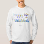 T-shirt Hanoukka heureux<br><div class="desc">Les étoiles Twinkly soulignent la puissance merveilleuse de la lumière… Choisissez une couleur différente d'arrière - plan si vous aimez. Et Hanoukka heureux !</div>