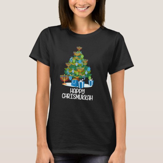 T-shirt Hanoukka Heureux Chrismukkah Arbre de Noël Funny (Devant)