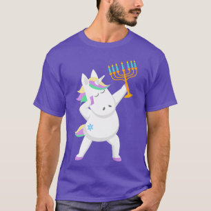 T-shirt Hanoukka Jewnicorn Unicorn Menorah Star De David F