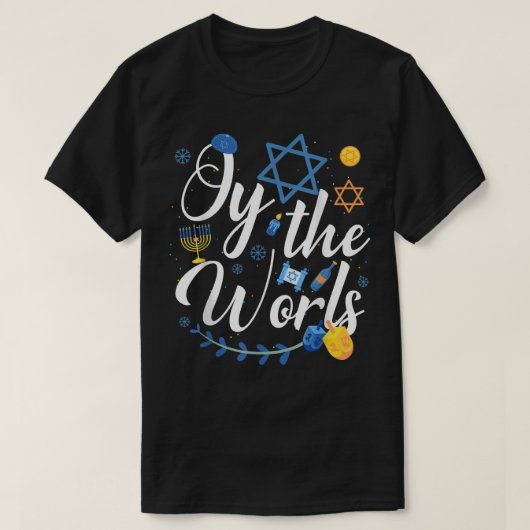 T-shirt Hanoukka Juif Menorah Oy Au Monde Hanoukka (Design devant)