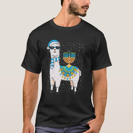 T-shirt Hanoukka Llama Cute Alpaca Chanukah Noël Pour (Devant)