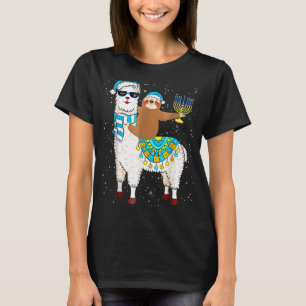 T-shirt Hanoukka Llamakah Llama Sloth Happy Hanoukka Chanu