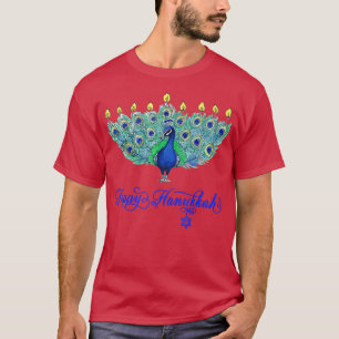 T-shirt Hanoukka Peacock Menorah Chanukah juif