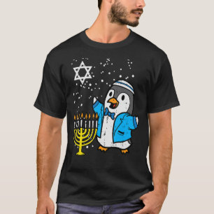 T-shirt Hanoukka Penguin Menorah Chanukah Juive garçons fi