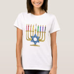T-shirt Hanoukka Rainbow Candles Gold Menorah<br><div class="desc">You are viewing The Lee Hiller Designs Collection of Home and Office Decor,  Apparel,  Toxiques and Collectibles. The Designs include Lee Hiller Photographie et Mixed Media Digital Art Collection. You can view her her Nature photographiy at at http://HikeOurPlanet.com/ and follow her hiking blog within Hot Springs National Park.</div>