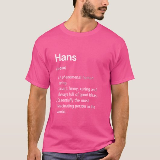 T-shirt Hans Name Definition Funny Dictionnaire (Devant)