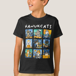 T-shirt Hanukcats Hanukkah Chat Menorah Juif Gif Chanukah