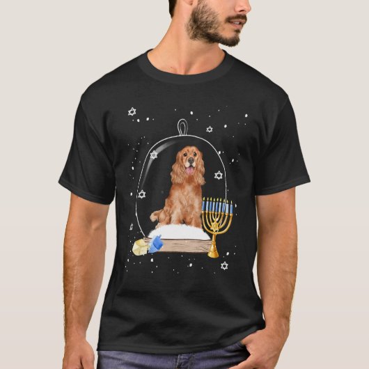 T-shirt Hanukkah Cocker Spaniel. Dog Snow Globe Pajama (Devant)