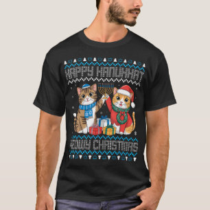 T-shirt Hanukkah laid - Joyeux Hanukkat Meowy Noël
