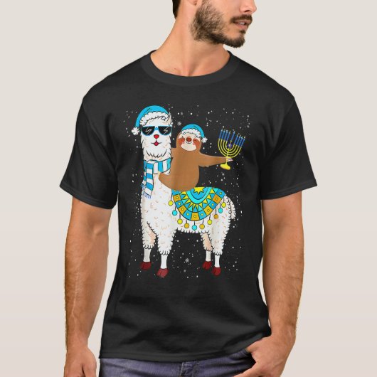 T-shirt Hanukkah Llamakah Llama Sloth Happy Hanukkah Chanu (Devant)