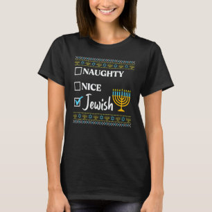 T-shirt Hanukkah Naughty Nice Juif Noël sale