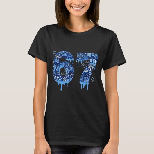 T-shirt Hanukkah Six Seven 67 Meme Funny Dreidel Menorah S (Devant)