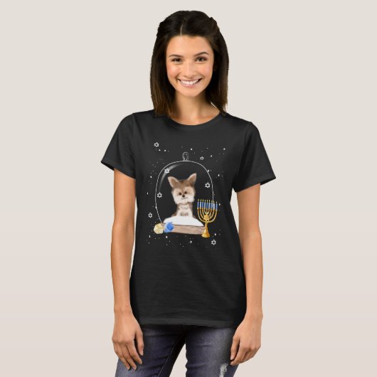 T-shirt Hanukkah Yorki Dog Snow Globe Pajama (Devant entier)