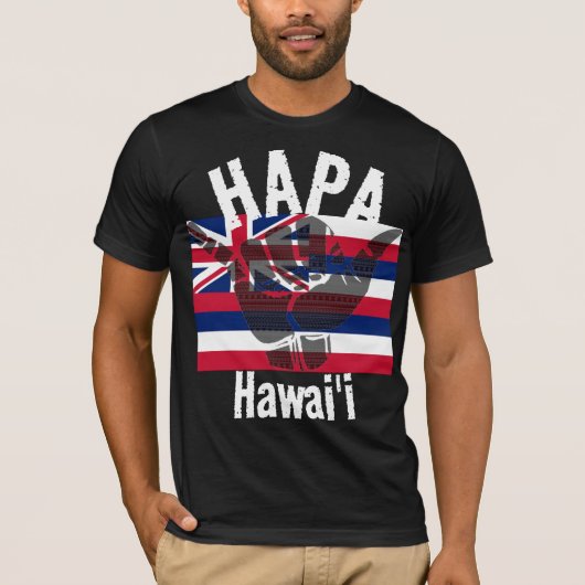 T-shirt HAPA HAWAII HI Drapeau TRIBAL SHAKA BG Whats (Devant)