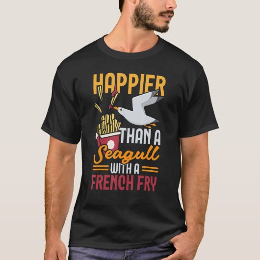 T-shirt Happier Than A Seagull Bird   Ornithology Gull (Devant)