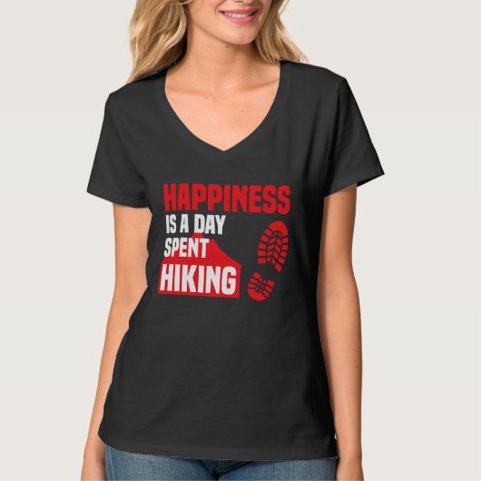 T-shirt Happiness Is A Day Spent Hiking  Hike Saying (Devant)