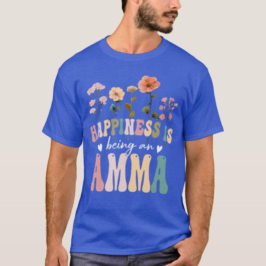 T-shirt Happiness is Being an Amma Floral Design Amma Moth (Devant)