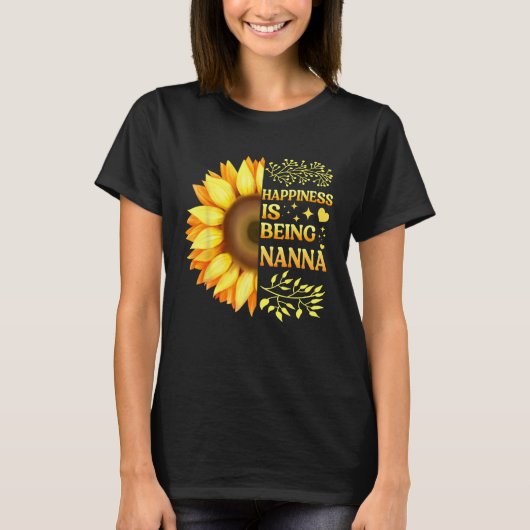T-shirt Happiness Is Being Nanna Grandma To Be Sunflower M (Devant)