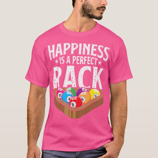 T-shirt Happiness Parfait Rack Funny Pool Player Billard (Devant)