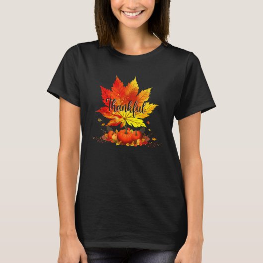 T-shirt Happpy Thanksgiving Day Autumn Fall Maple Leaves T (Devant)