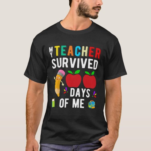 T-shirt Happy 100 Day of School Funny Teachers Students Hu (Devant)