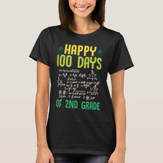 T-shirt Happy 100 Days Of 2nd Grade Math Teacher Equations (Devant)