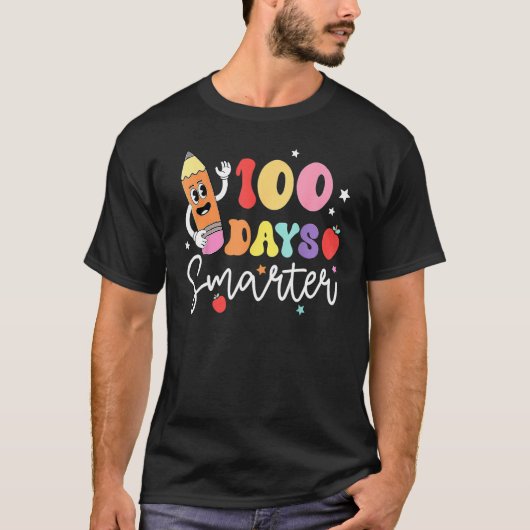 T-shirt Happy 100 Days Of School 100 Days Smarter Brighter (Devant)