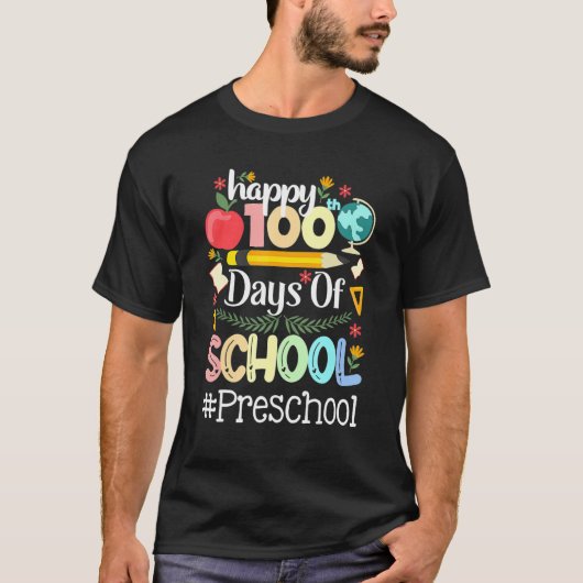 T-shirt Happy 100 Days Of School PRESCHOOL 100th Day Pop i (Devant)