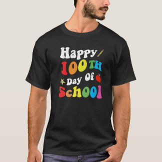 T-shirt Happy 100 Days Of School Retro Groovy Funny Presen