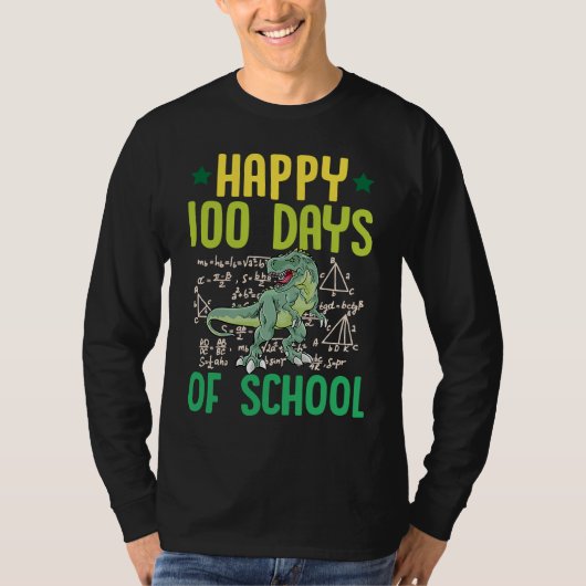 T-shirt Happy 100 Days Of School Rex Dinosaur Math Teacher (Devant)