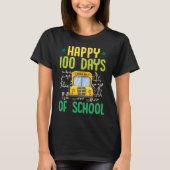 T-shirt Happy 100 Days Of School School Bus Math Teacher (Devant)