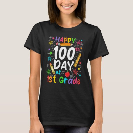 T-shirt Happy 100th Day Of 1st Grade 100 Days Teacher Stud (Devant)